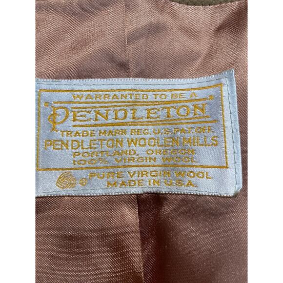 Vintage Pendleton Vintage 100 Virgin Wool Classic Tan Trench Jacket Coat Size 18 - Picture 2 of 9